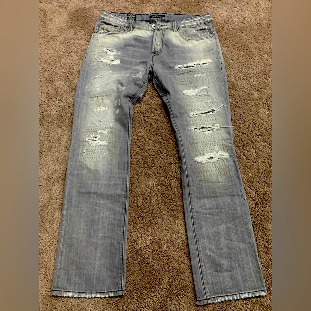 Cult of Individuality Jeans Grey with rips. Size 36-32        657-15B-201D
